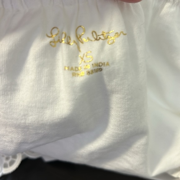 Lilly Pulitzer Brentwood White Off The Shoulder Top Relaxed Fit Sz XS - Picture 6 of 9